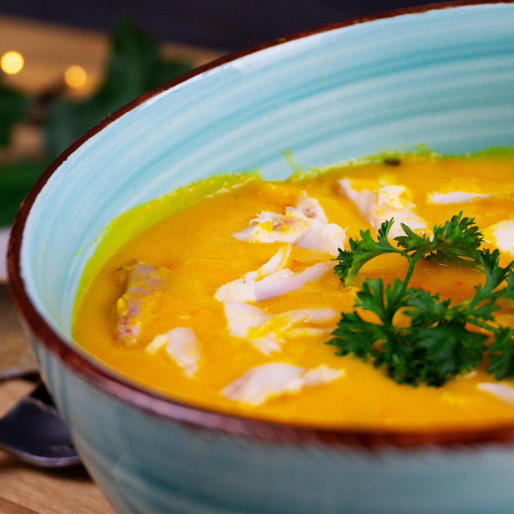 Kürbissuppe mit Räucherbarsch