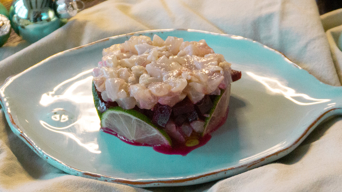 Wolfsbarschtartar mit Rote Bete Salat